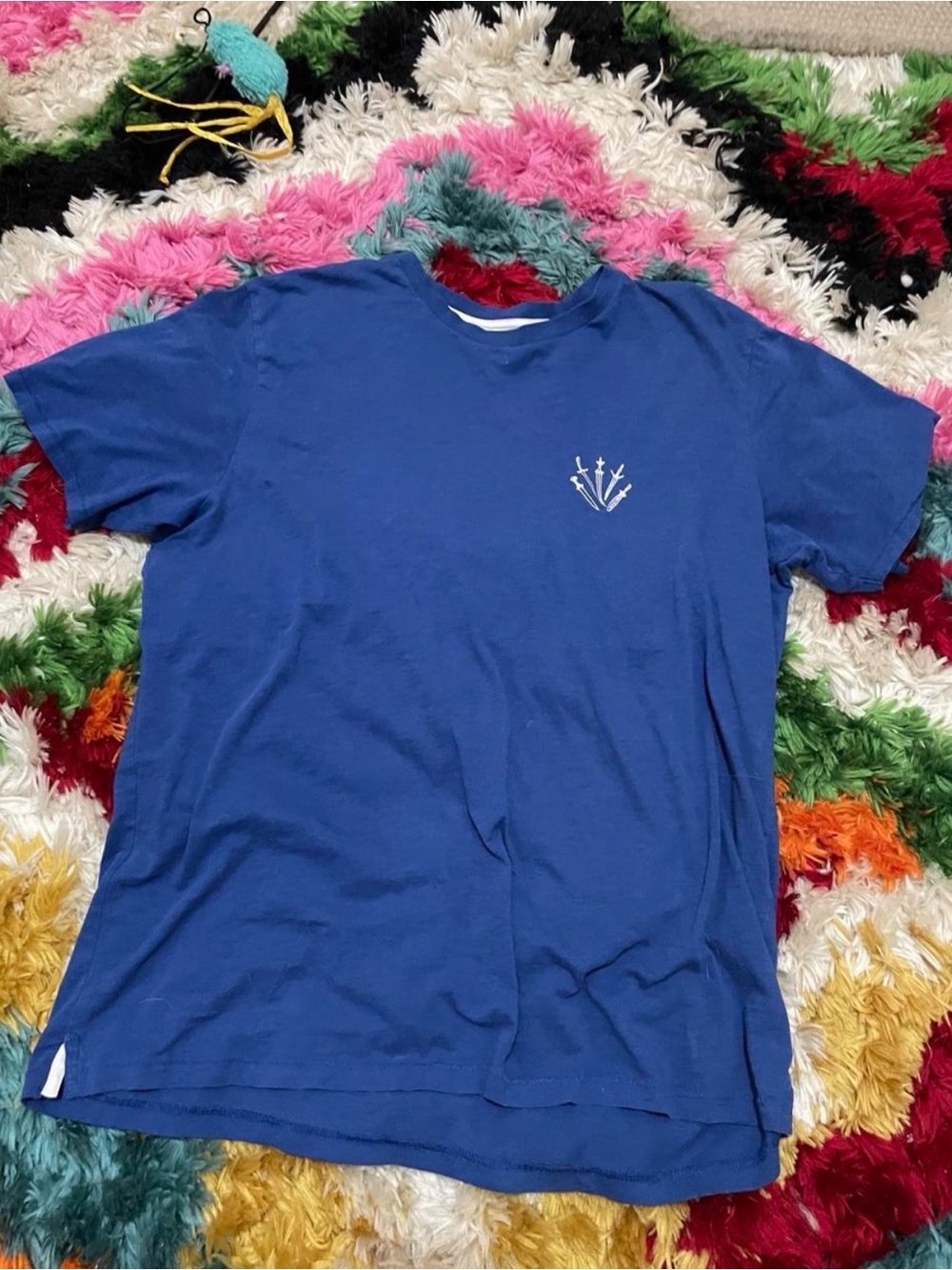 rag & bone cobalt blue short-sleeve crew tee with small white emblem